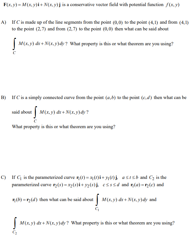 Solved F X Y M X Y I N X Y Is A Conservative Vector F Chegg Com