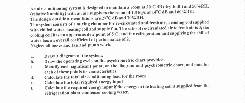 Solved An air conditioning system is designed to maintain a | Chegg.com
