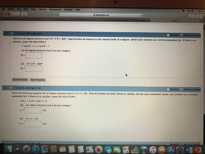 Solved 電 50%10 Sun 7 Solve for all degree solutions and if | Chegg.com