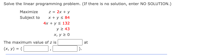 Solved Solve the linear programming problem. (If there is no | Chegg.com