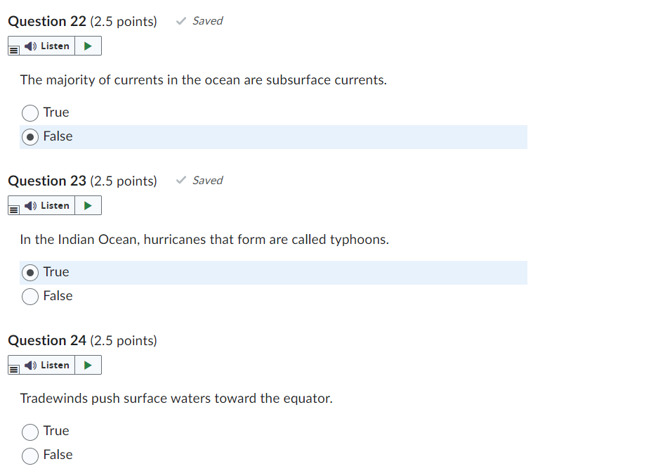 Solved The majority of currents in the ocean are subsurface | Chegg.com