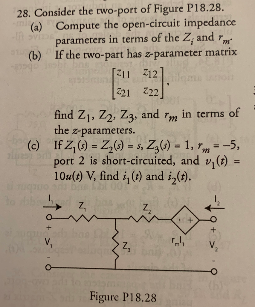 Solved 28. Consider the twoport of Figure P18.28. (a)