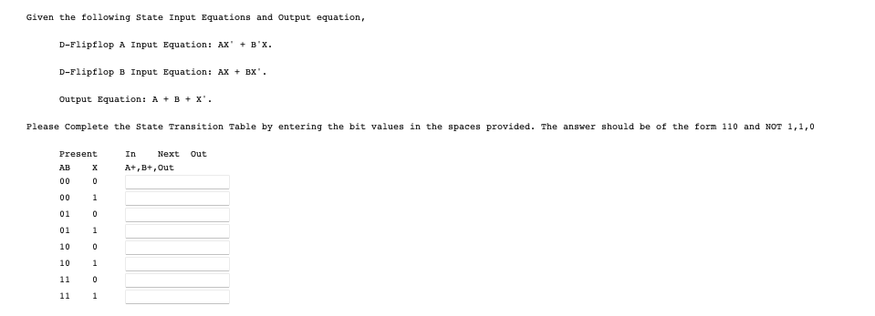 Solved Given the following State Input Equations and Output | Chegg.com
