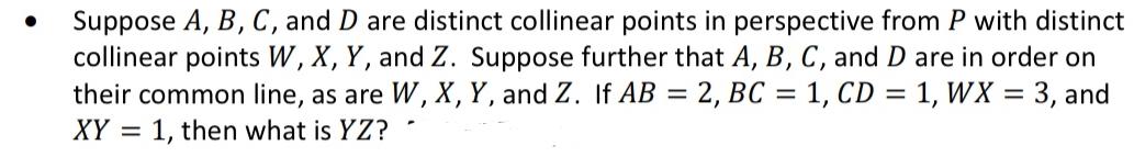 Solved Suppose A,B,C, And D Are Distinct Collinear Points In | Chegg.com