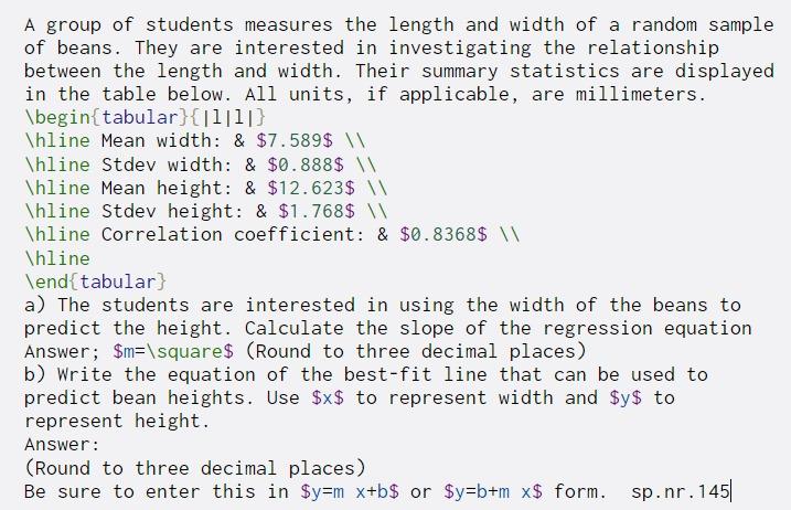Solved A group of students measures the length and width of | Chegg.com