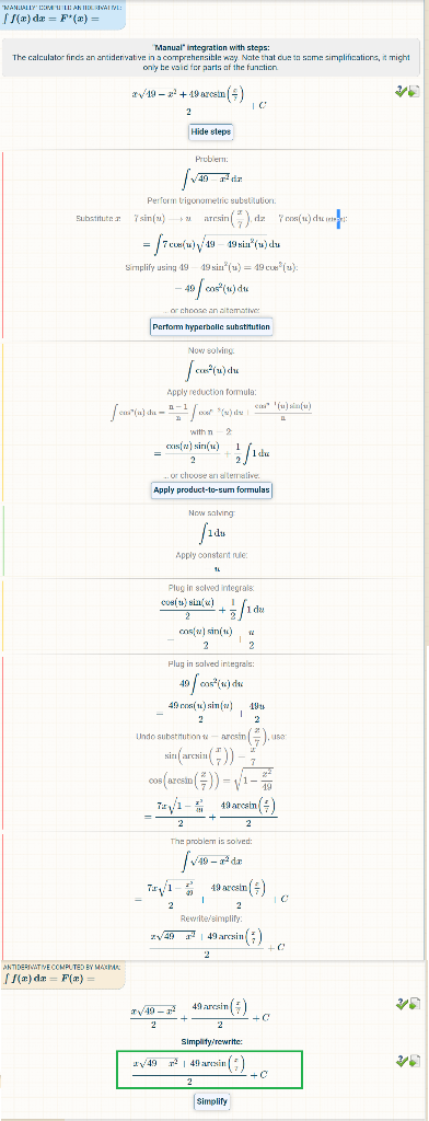 Solved Calc II Questions about how to solve this integral. | Chegg.com
