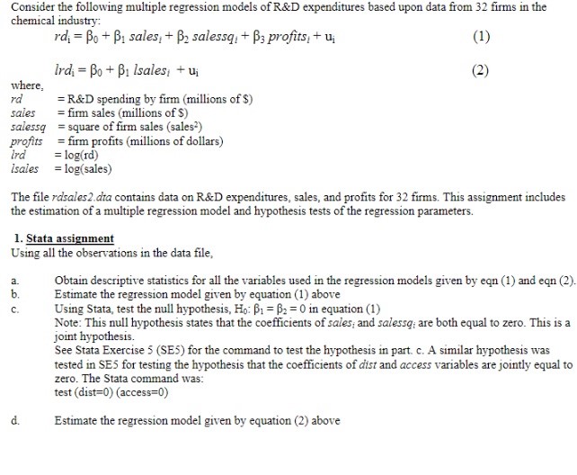 Solved Consider The Following Multiple Regression Models Of | Chegg.com