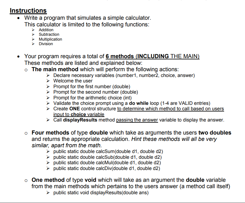 Solved Please help with a simple Java Calculator. I would | Chegg.com