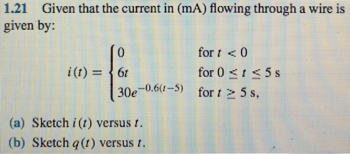Solved 1.21 Given that the current in (mA) flowing through a | Chegg.com