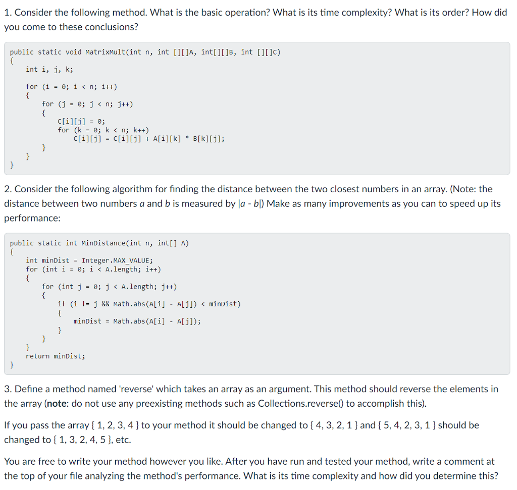 Solved 1. Consider The Following Method. What Is The Basic | Chegg.com