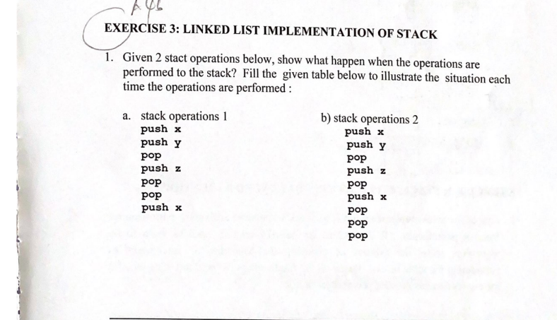 Solved EXERCISE 3: LINKED LIST IMPLEMENTATION OF STACK 1. | Chegg.com