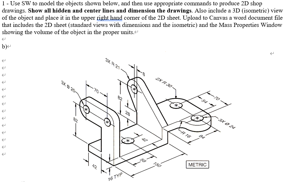 Solved 1 - Use SW to model the objects shown below, and then | Chegg.com