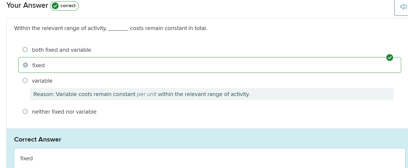 Solved Within the relevant range of activity, costs remain