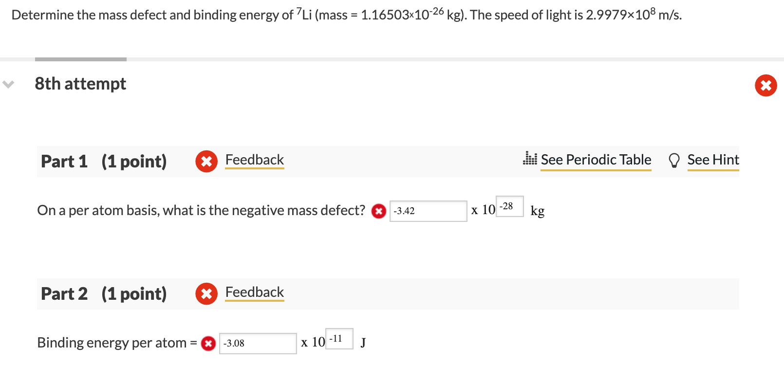 Solved Determine the mass defect and binding energy of Li | Chegg.com