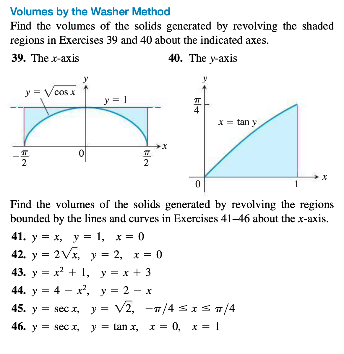 Solved Volumes by the Washer Method Find the volumes of the | Chegg.com