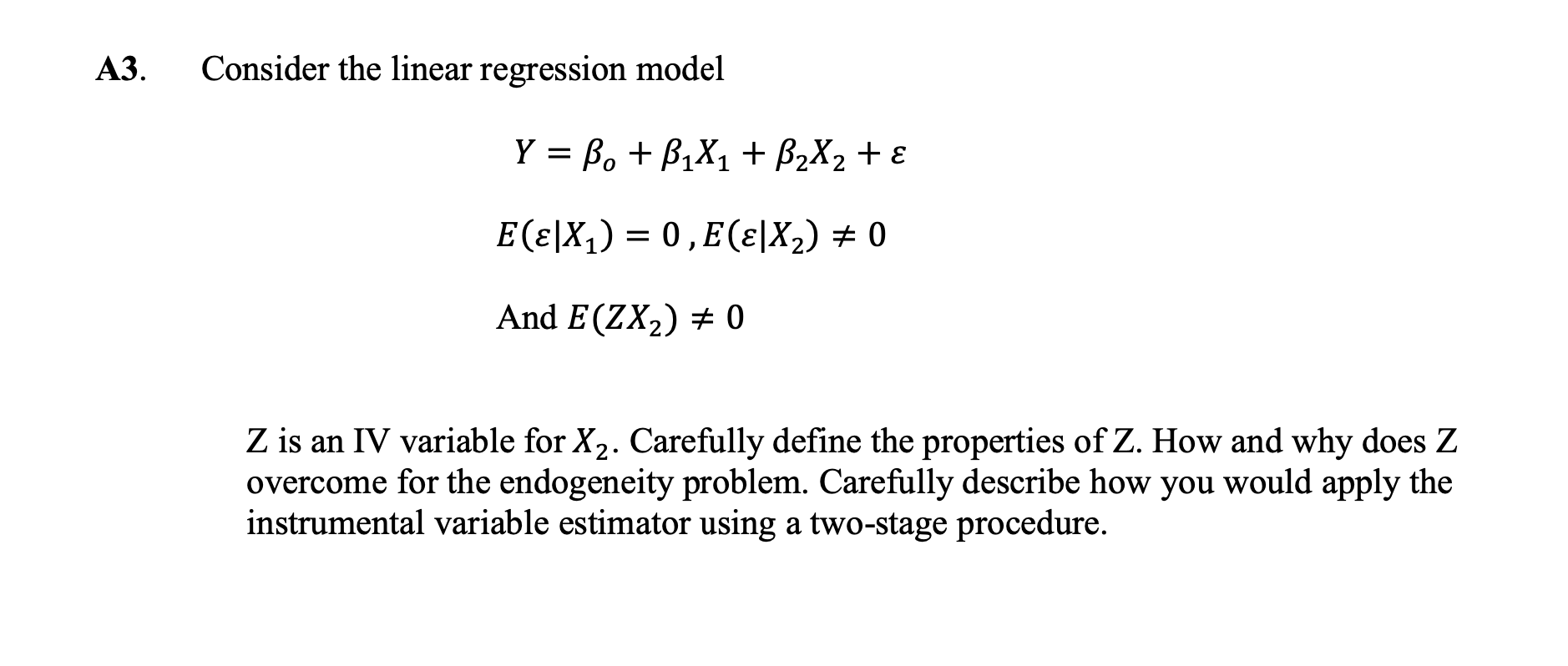 Solved A3. Consider The Linear Regression Model Y = B. + | Chegg.com