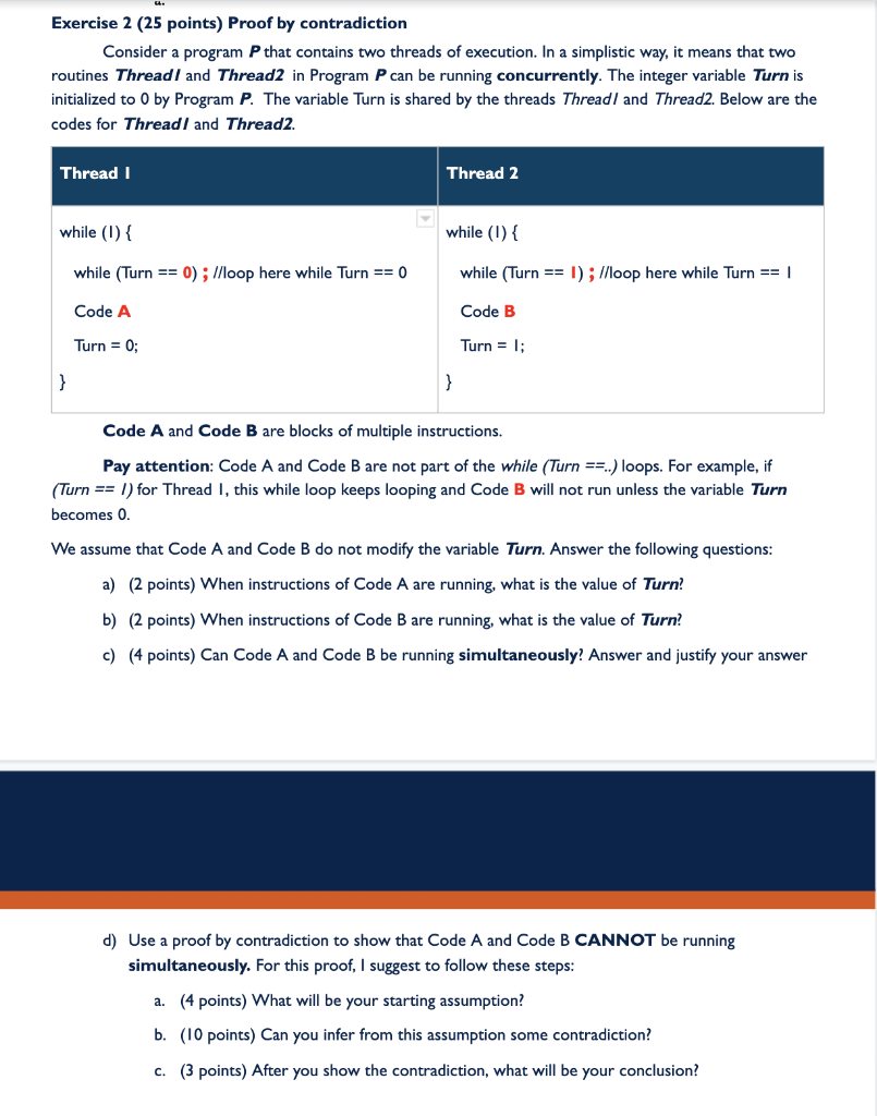 Solved Exercise 2 (25 points) Proof by contradiction | Chegg.com