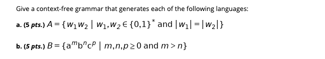 Solved Give a context-free grammar that generates each of | Chegg.com