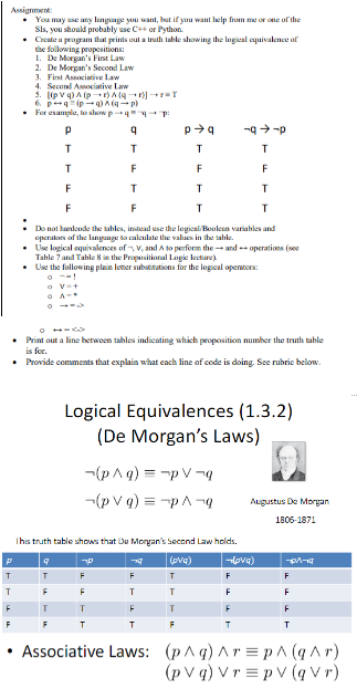 Solved Create a program that prints out a truth table | Chegg.com