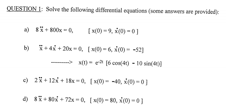 Solved QUESTION 1: Solve the following differential | Chegg.com