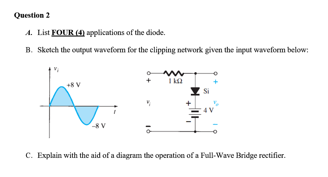 Solved A. List FOUR (4) Applications Of The Diode. B. Sketch | Chegg.com