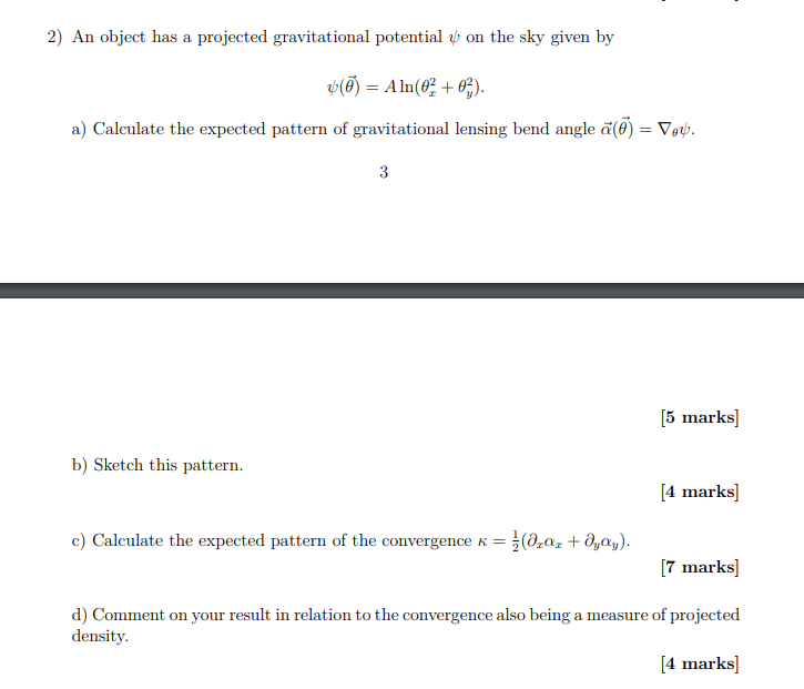 Solved 2) An object has a projected gravitational potential | Chegg.com