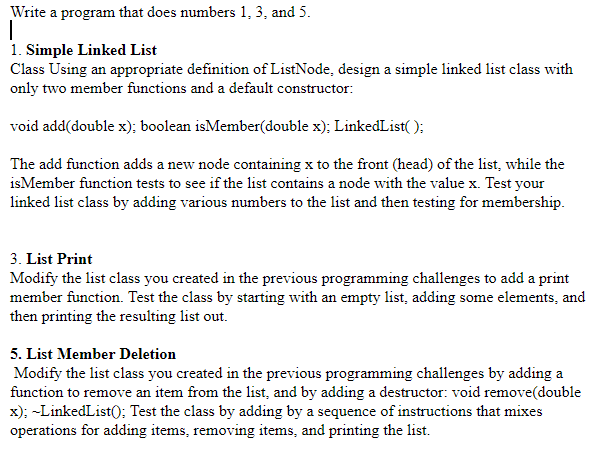 Solved Write a program that does numbers 1, 3, and 5. 1. | Chegg.com