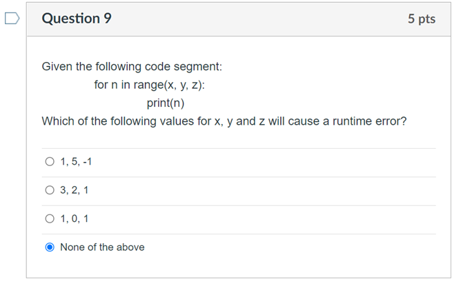 Solved D Question 9 5 pts Given the following code segment: | Chegg.com