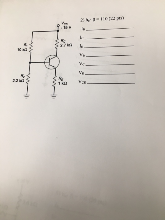 Solved For the following npn transistor biasing | Chegg.com