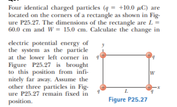 Solved Four Identical Charged Particles (q=+10.0μC) Are | Chegg.com