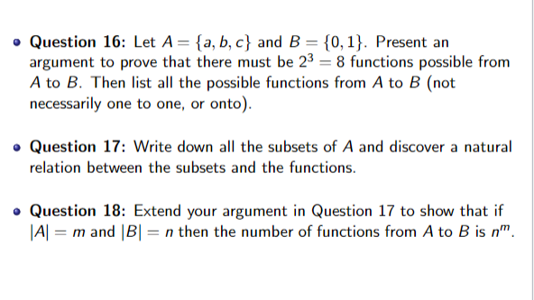 Solved • Question 16: Let A= {a,b,c} And B = {0, 1}. Present | Chegg.com