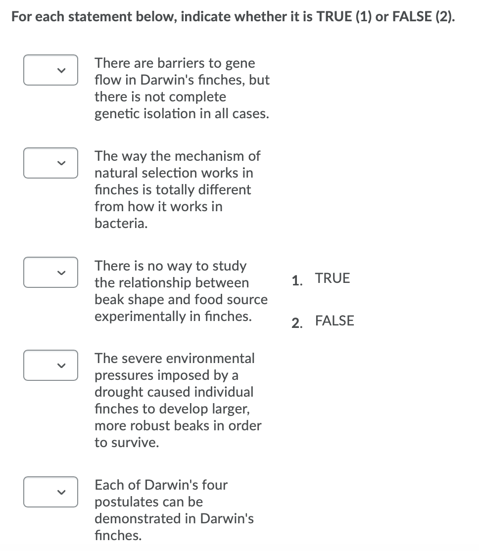 For each statement below, indicate whether it is TRUE | Chegg.com