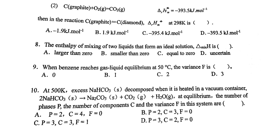 Solved (2) C(graphite)+O2(g)-СО2(в) Д,н. =-393.5kJ.mol1 then | Chegg.com