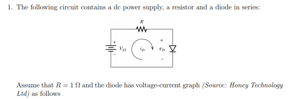 Solved 1. The following circuit contains a dc power supply, | Chegg.com