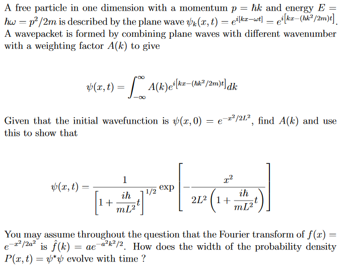 Solved A Free Particle In One Dimension With A Momentum P Chegg Com