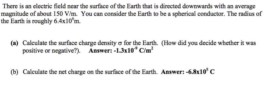 Solved There is an electric field near the surface of the | Chegg.com