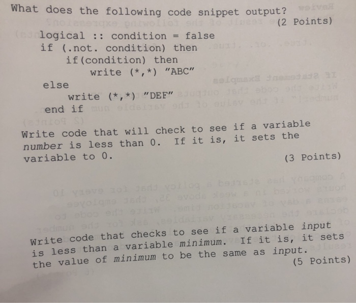 What does the following code snippet output? (2 | Chegg.com