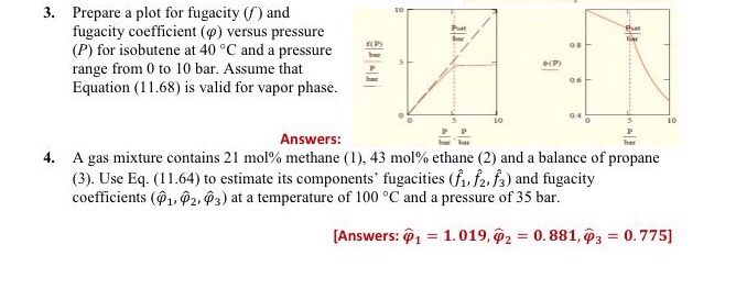 3. Prepare a plot for fugacity () and fugacity | Chegg.com