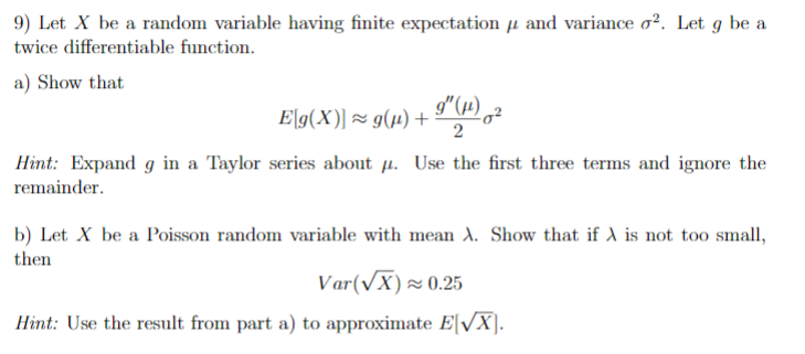 Solved 9 Let X Be A Random Variable Having Finite 0891