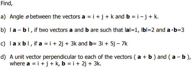 Solved Find, A) Angle E Between The Vectors A = I + J + K | Chegg.com