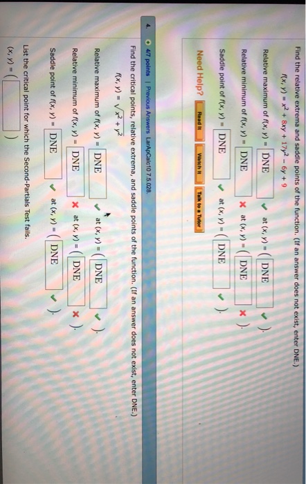 Solved Find the relative points of the function.(If an | Chegg.com
