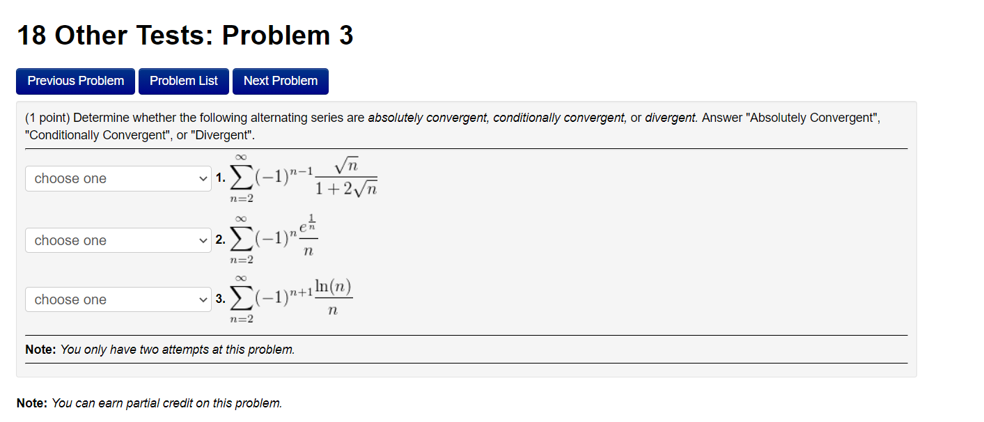 Solved 18 Other Tests: Problem 3 Previous Problem Problem | Chegg.com