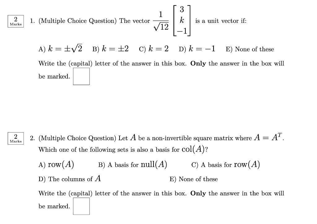 Solved T 31 2 Marks 1 Multiple Choice Question The Vec Chegg Com