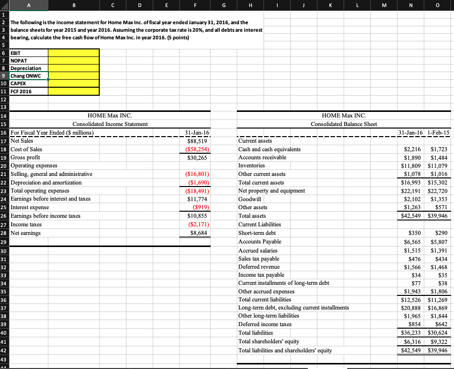 The following is the income statement for Home Max | Chegg.com