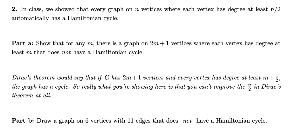 Solved 2. In class, we showed that every graph on n vertices | Chegg.com