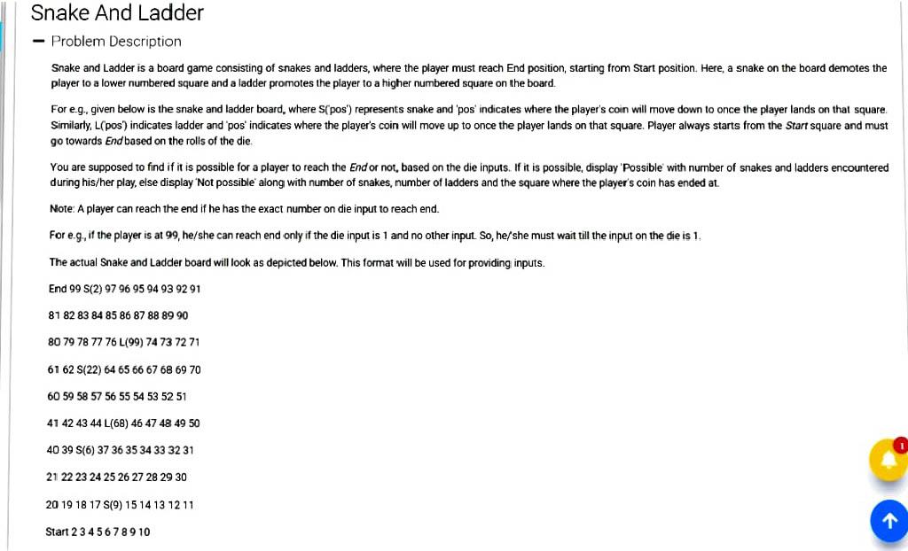 Solved Snake And Ladder - Problem Description Snake and | Chegg.com