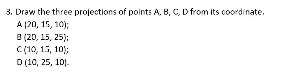 Solved 3. Draw the three projections of points A, B, C, D | Chegg.com
