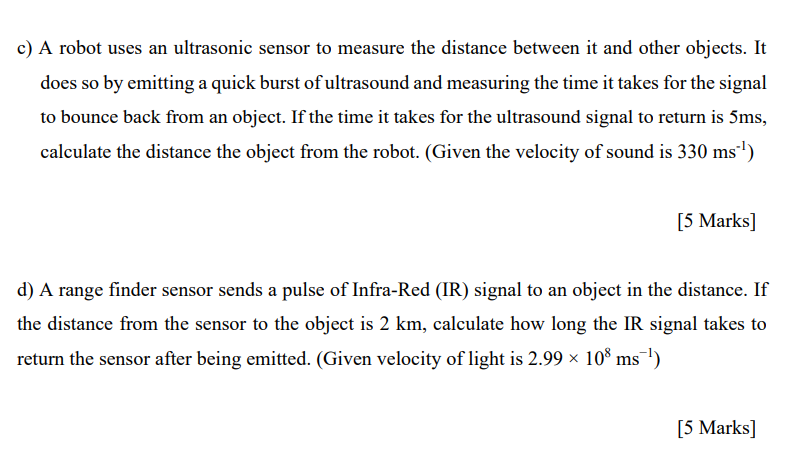 Solved c) A robot uses an ultrasonic sensor to measure the Circuit Diagram