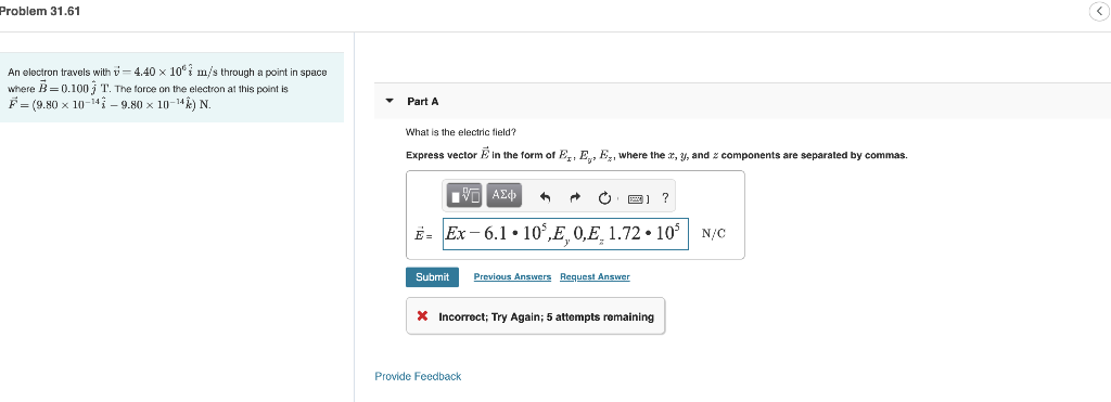 Solved Problem 31 61 An Electron Travels With 4 40 X 10i Chegg Com