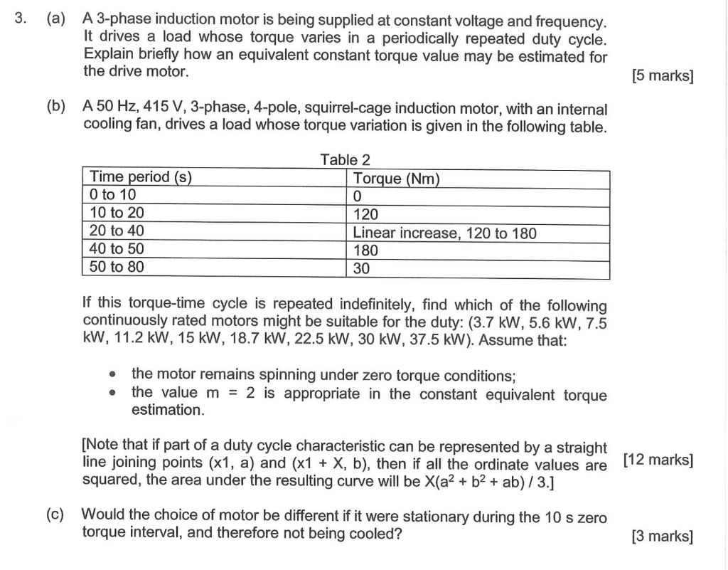 Solved 3. (a) A 3-phase induction motor is being supplied at | Chegg.com